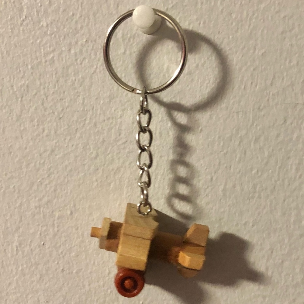 Wooden Toy Airplane Keychain - Picture 1 of 3